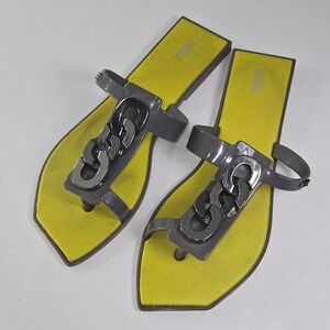 Melissa Women's Yellow Gray Chain Jelly Thong Sandals Flip Flops Size 9